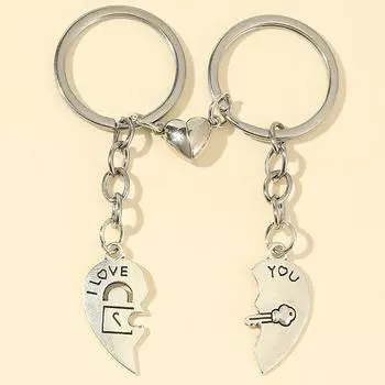 1 пара Love Магнитная индукция Пара Брелок Креативный брелок для ключей с сумкой