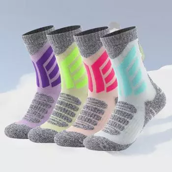 1 пара лыжных носков с манжетами, препятствующими падению, влагопоглощающие, быстросохнущие, дышащие, теплые, для снега небесно-голубой