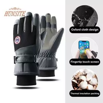 1 пара лыжных перчаток с регулируемой застежкой, водостойкие, ветрозащитные, толстые зимние теплые перчатки с сенсорным экраном D