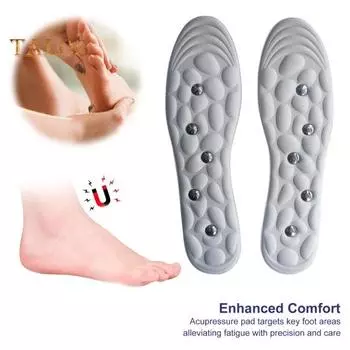 1 пара магнитных акупрессурных массажных стелек, дизайн массажа ног, амортизирующий антиусталостный гель, массажные точки, стельки для улучшения кровообращения серый