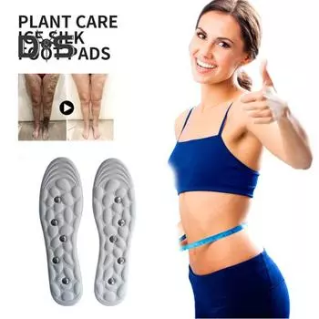 1 пара магнитных акупрессурных массажных стелек, дизайн массажа ног, амортизирующий антиусталостный гель, массажные точки, стельки для улучшения кровообращения серый