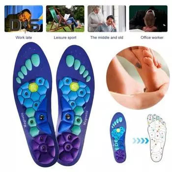 1 пара магнитных акупрессурных стелек унисекс поддержка свода стопы улучшение кровообращения снятие усталости ортопедические стельки для спорта путешествия офисные работники S
