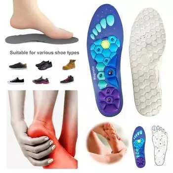 1 пара магнитных акупрессурных стелек унисекс поддержка свода стопы способствуют циркуляции крови снимают усталость S