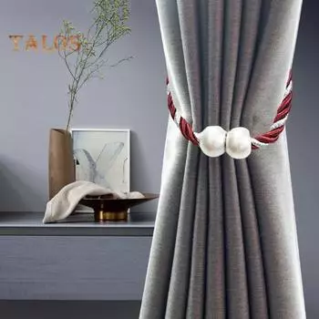 1 пара магнитных штор с подхватом на спине, плетеная веревка, обернутая искусственным жемчугом, без дрели, современная элегантная драпировка для штор, завязка на спине, аксессуары для штор белый