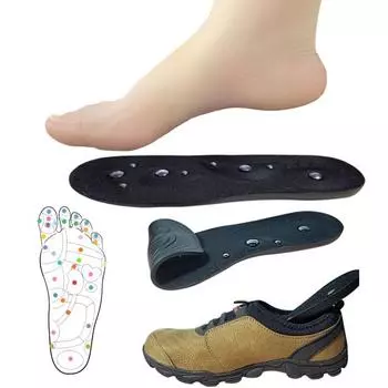 1 пара магнитных стелек, гелевые акупрессурные вставки для стоп с магнитами, ортопедические стельки для поддержки свода стопы для мужчин и женщин L чёрный