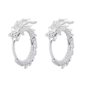1 пара маленьких сережек-хаги, гладко отполированные медные серьги в форме дракона, однотонные серьги, легкие повседневные серьги-кольца для свиданий, поездок на работу, вечеринок серебряный
