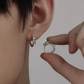 1 пара маленьких сережек-хаги, гладко отполированные медные серьги в форме дракона, однотонные серьги, легкие повседневные серьги-кольца для свиданий, поездок на работу, вечеринок серебряный