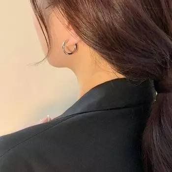 1 пара маленьких сережек-хаги из гладко отполированного сплава, однотонные серьги унисекс