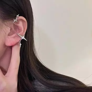 1 пара манжет со звездой для женщин, подвеска в виде креста и звезды с цирконием, зажим для ушей без пирсинга 1Pair