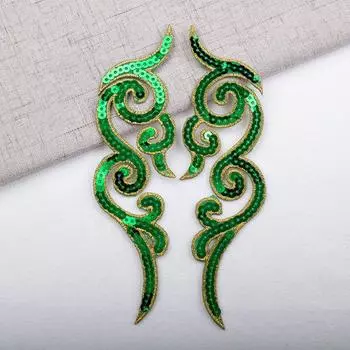 1 пара материалов для одежды, утюг на аппликациях «сделай сам», вышивка, тканевые нашивки с блестками зелёный