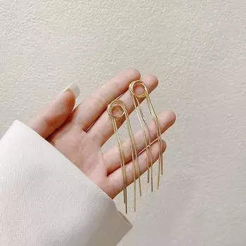 1 пара металлических цепочек с кисточками, длинные серьги-капли для женщин, пожилые длинные металлические серьги с кисточками, вечерние свадебные украшения, аксессуары