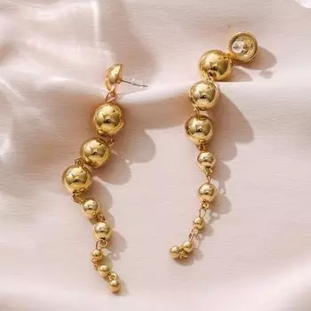 1 пара металлических круглых бусин в стиле панк, висячие серьги в стиле хип-хоп, разноцветные круглые длинные серьги-капли, ювелирные изделия, подарок золотистый