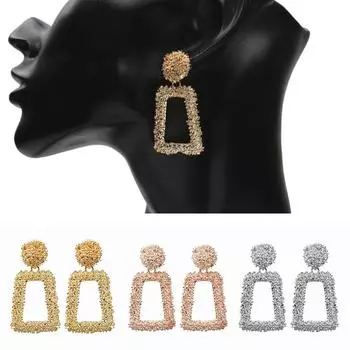 1 пара металлических массивных геометрических серег, висячие модные большие винтажные серьги для женщин, современные ювелирные изделия