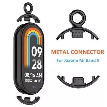 1 пара металлического ремешка, адаптер, сменный кулон, ожерелье для Xiaomi Mi Band 8, ремешок для часов