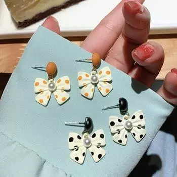 1 пара милых элегантных женских серег из искусственного жемчуга с бантом и узлом, серьги-капли, ювелирные аксессуары чёрный