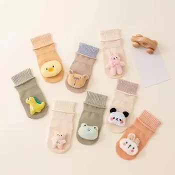 1 пара милых детских носков для мальчиков и девочек с милыми мультяшными животными, нескользящие носки для малышей, весна-осень, домашние детские носки S