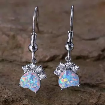 1 пара милых дизайнерских серег-крючков для женщин и девочек, серьги-капли в виде лапы собаки, медведя, модные ювелирные изделия, подарки белый