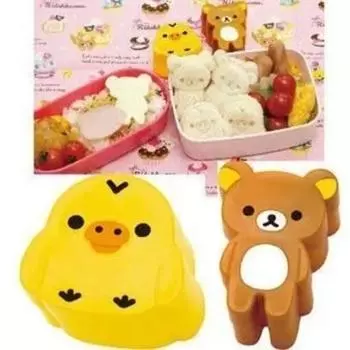 1 пара милых мультяшных куриных рисовых шариков Rilakkuma, формочки для выпечки хлеба, печенья, формочки для лепки своими руками, детские блюда, суши, рисовые шарики, форма для бенто