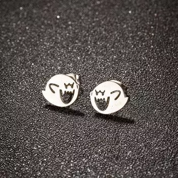 1 пара милых мультяшных сережек из нержавеющей стали, черные серьги-гвоздики в минималистском стиле