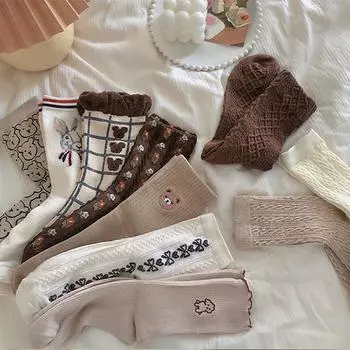 1 пара милых носков с рисунком животного, спортивные носки с медведем, женские хлопковые носки