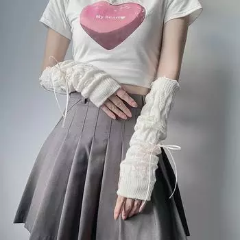 1 пара милых повседневных однотонных перчаток со звездами в стиле панк, длинные перчатки без пальцев для женщин и девочек, нарукавники в стиле Лолиты, подарки