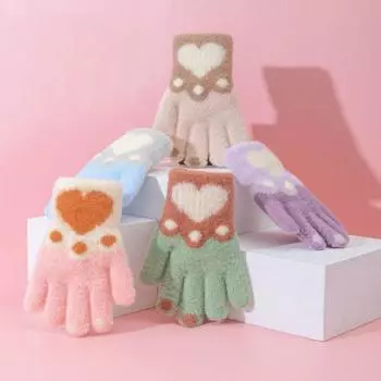 1 пара милых пушистых перчаток с котятами для детей, мальчиков и девочек, модные детские перчатки с мультяшными кошачьими лапками, осенне-зимние утолщенные плюшевые перчатки