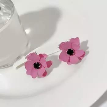 1 пара милых серег-гвоздиков в форме цветка, женские серьги-гвоздики со стразами, милые серьги, ювелирные изделия, подарок розовый