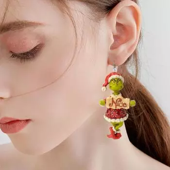 1 пара милых серег с мультяшным грином, подарок для женщин и девочек, день рождения/День Святого Валентина/юбилей One Size