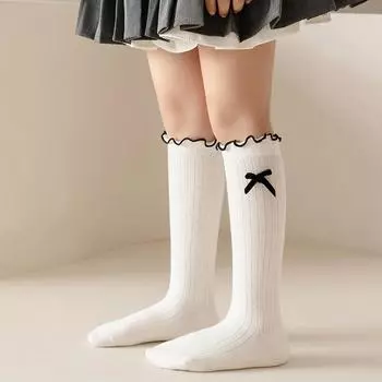1 пара милых шикарных носков с бантом для детей, модные черные, белые, серые школьные носки, милые весенне-осенние носки с бантом L серый