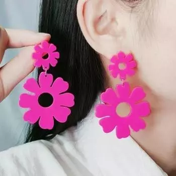 1 пара милых висячих сережек с полыми цветами, винтажные акриловые увеличенные серьги-гвоздики, модные ювелирные изделия, аксессуары, подарок