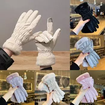 1 пара милых женских зимних теплых перчаток для катания на лыжах с подкладкой, перчатки Little Bear, флисовые, утолщенные чёрный