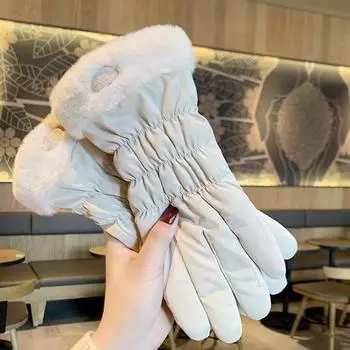 1 пара милых женских зимних теплых перчаток для катания на лыжах с подкладкой, перчатки Little Bear, флисовые, утолщенные чёрный