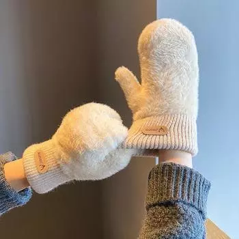 1 пара милых зимних утепленных перчаток для женщин и девочек, варежки с полным пальцем, теплые мягкие перчатки, ветрозащитные перчатки для езды на велосипеде, подарки розовый