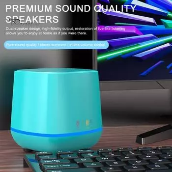 1 пара мини-динамиков, стерео объемный звук, USB-интерфейс, компьютерный громкоговоритель для домашнего офиса чёрный