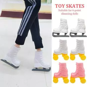 1 пара мини-роликов для куклы 30 см 1:6 миниатюрных плоских коньков для кукольного домика, обувь для детей, игрушки для ролевых игр, аксессуары для кукол C 1Pair