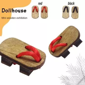 1 пара мини-сабо для кукольного домика BJD, обувь для кукол BJD, миниатюрные деревянные тапочки с узором «елочка», детский подарок чёрный