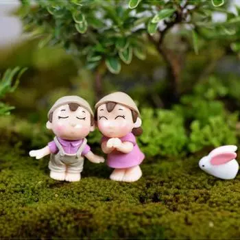 1 пара миниатюрных фигурок любовника бонсай сочный сад улыбающаяся пара украшения синий