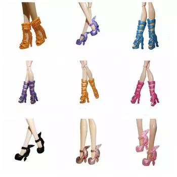 1 пара модной обуви для кукол Monster High, туфли на высоком каблуке для куклы Demon Monster, сандалии, ботинки для кукол Monster 1/6 коричневый