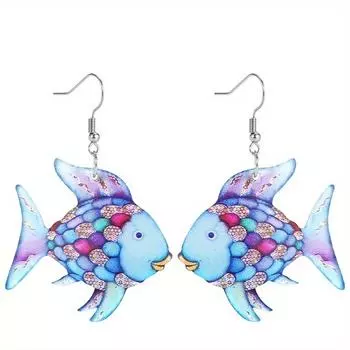 1 пара модных акриловых красочных сережек-капель в виде рыб для женщин, серьги с животными, уникальные серьги, женские ювелирные изделия на каждый день, одинаковые подарки для женщин синий