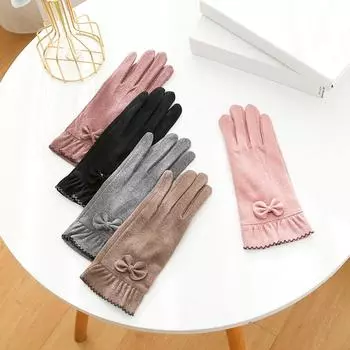 1 пара модных элегантных теплых перчаток с бантом, устойчивых к холоду, ветрозащитные перчатки для езды на велосипеде