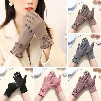 1 пара модных элегантных теплых перчаток с бантом, устойчивых к холоду, ветрозащитные перчатки для езды на велосипеде