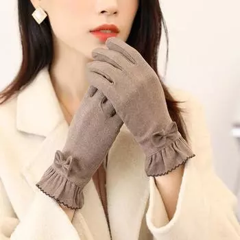 1 пара модных элегантных теплых перчаток с бантом, устойчивых к холоду, ветрозащитные перчатки для езды на велосипеде