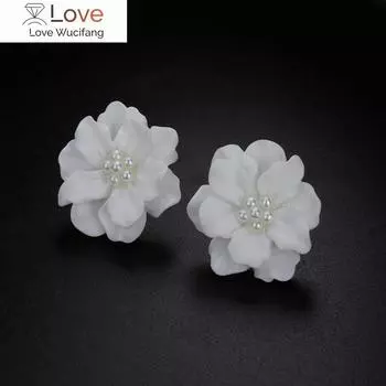 1 пара модных больших белых сережек-цветков для женщин, элегантные подарочные серьги-гвоздики, подарочные серьги для пирсинга, подвески, бижутерия