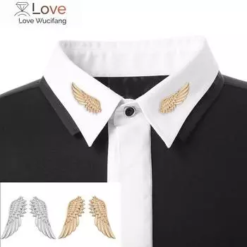 1 пара модных брошей в виде крыльев для женщин, перо, унисекс, брошь для воротника, золотые металлические украшения для мужчин, одежда, рубашки, костюм