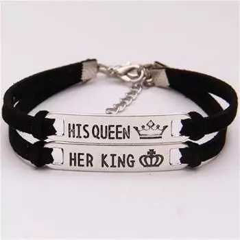 1 пара модных букв, комбинированный вязаный браслет для его и ее пары, подарок на день святого Валентина чёрный