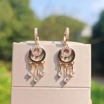 1 пара модных циркониевых сережек с круглыми кисточками для женщин, повседневные украшения, аксессуары для вечеринок золотой