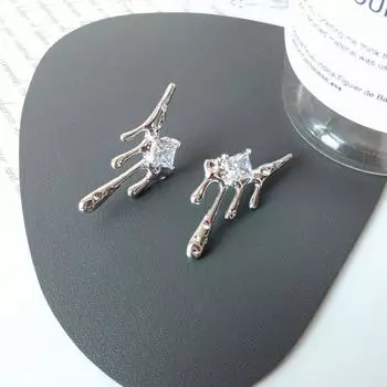 1 пара модных дизайнерских сережек-гвоздиков из металла серебряного цвета для женщин и девочек Treny Sqaure Zircon Brincos Jewelry