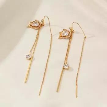 1 пара модных длинных висячих сережек-капель с кисточками из кубического циркония для женщин, серьги-нитки для пирсинга, аксессуары для ушей, ювелирные изделия золотой