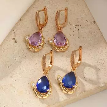 1 пара модных фиолетовых/синих искусственных кристаллов в форме капли серьги для женщин кубический цирконий серьги ювелирные изделия свадебные аксессуары для вечеринки фиолетовый