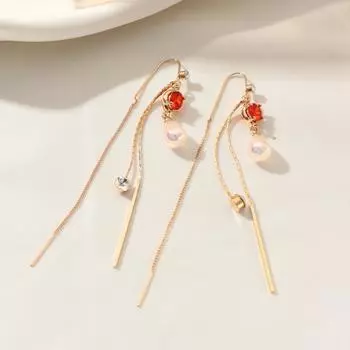 1 пара модных каплевидных искусственных жемчужин, длинные висячие серьги-капли для женщин, кубический цирконий, пирсинг, проволочная серьга, ювелирные изделия для ушей розовый